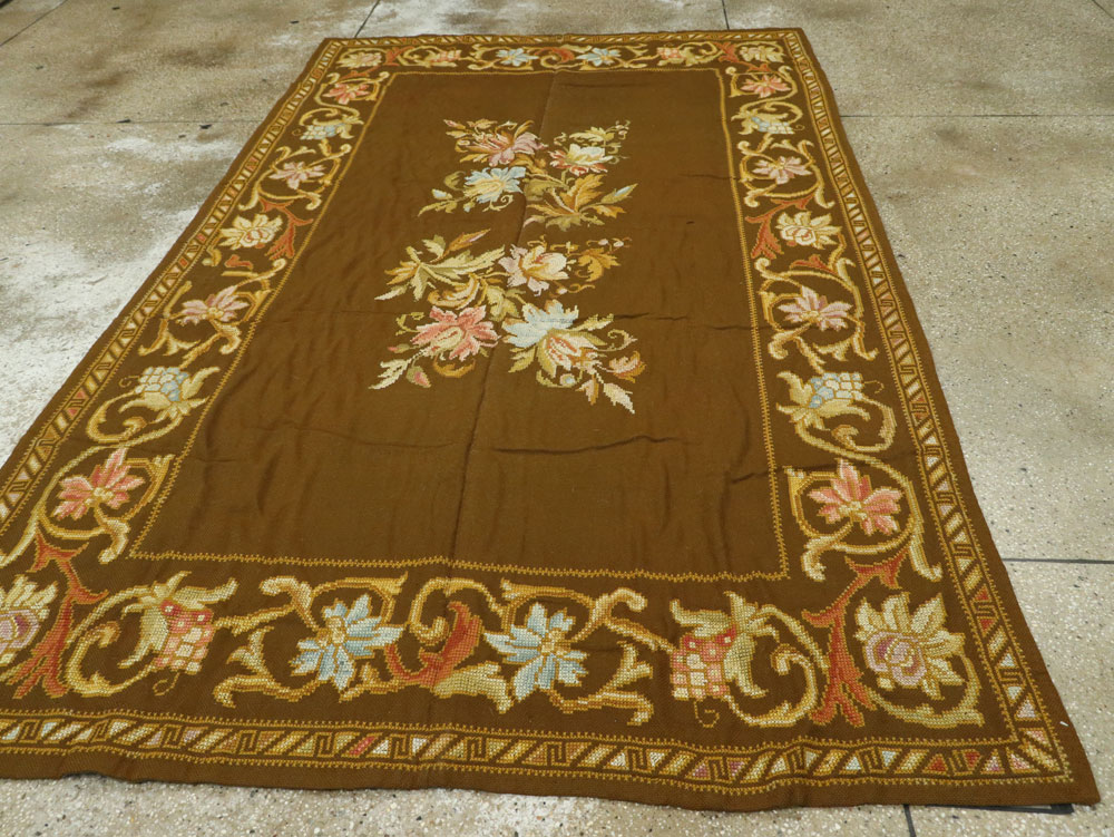 Vintage Ukrainian Needlepoint Accent Rug, No.8879 - Gsblank