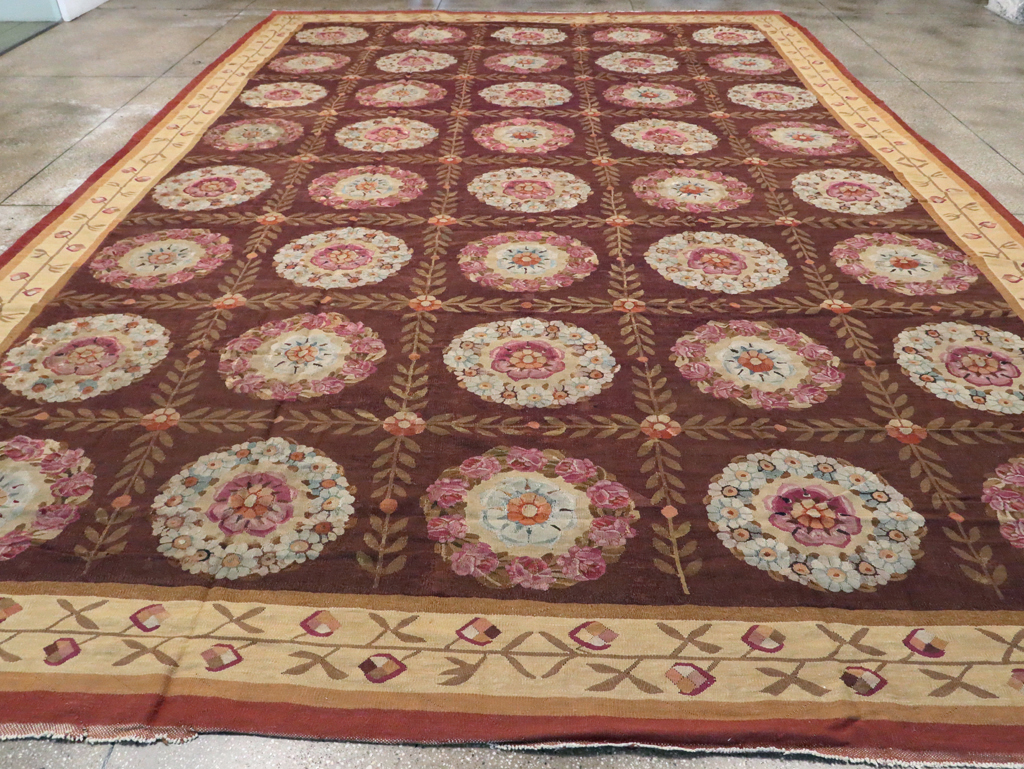 Antique French Flatweave Aubusson Large Carpet, No.8905 - Gsblank