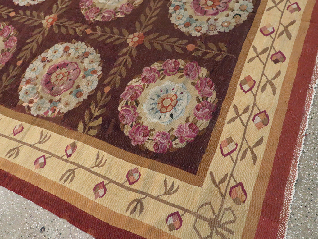 Antique French Flatweave Aubusson Large Carpet, No.8905 - Gsblank