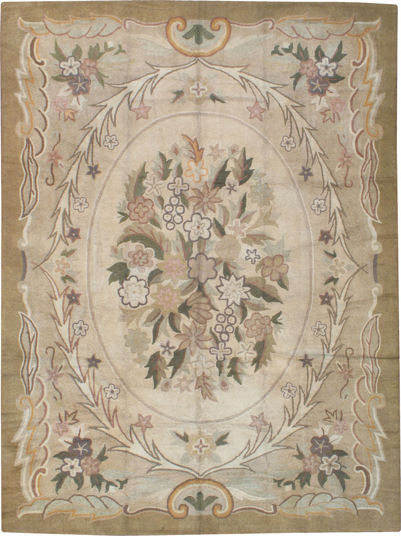 European Inspired Vintage American Hook Rug, No.8910 - Gsblank