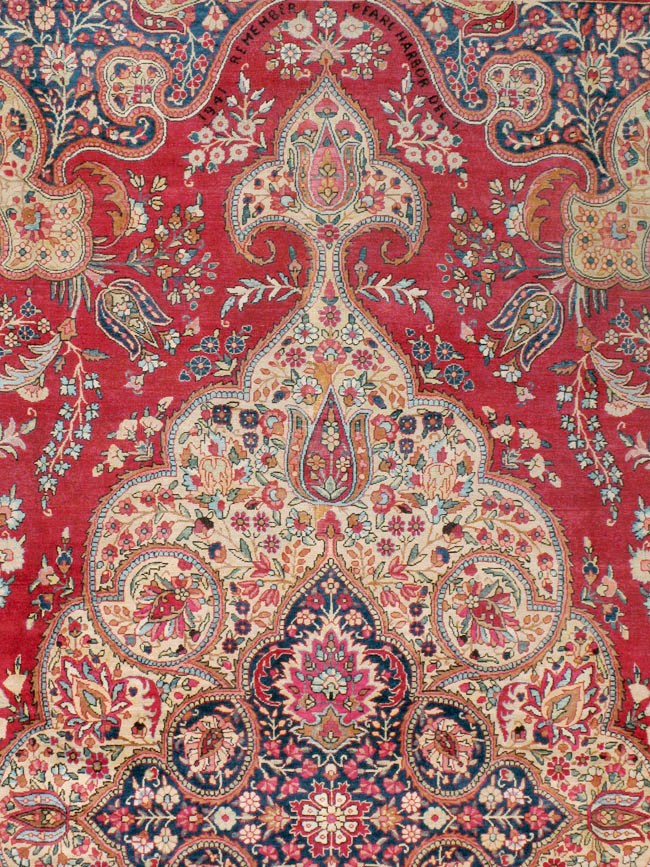 Vintage Persian Lavar Kerman Room Size Carpet, No.8944 - Gsblank