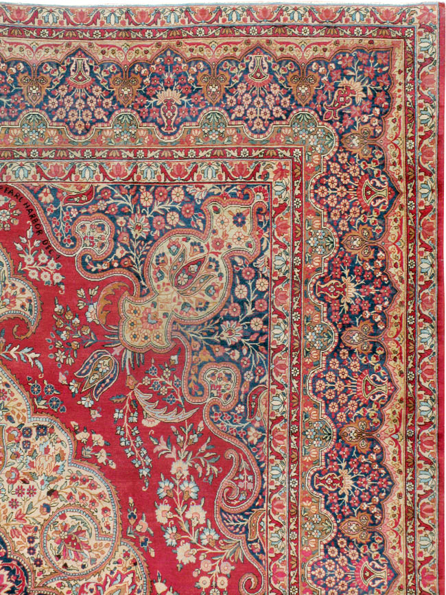 Vintage Persian Lavar Kerman Room Size Carpet, No.8944 - Gsblank