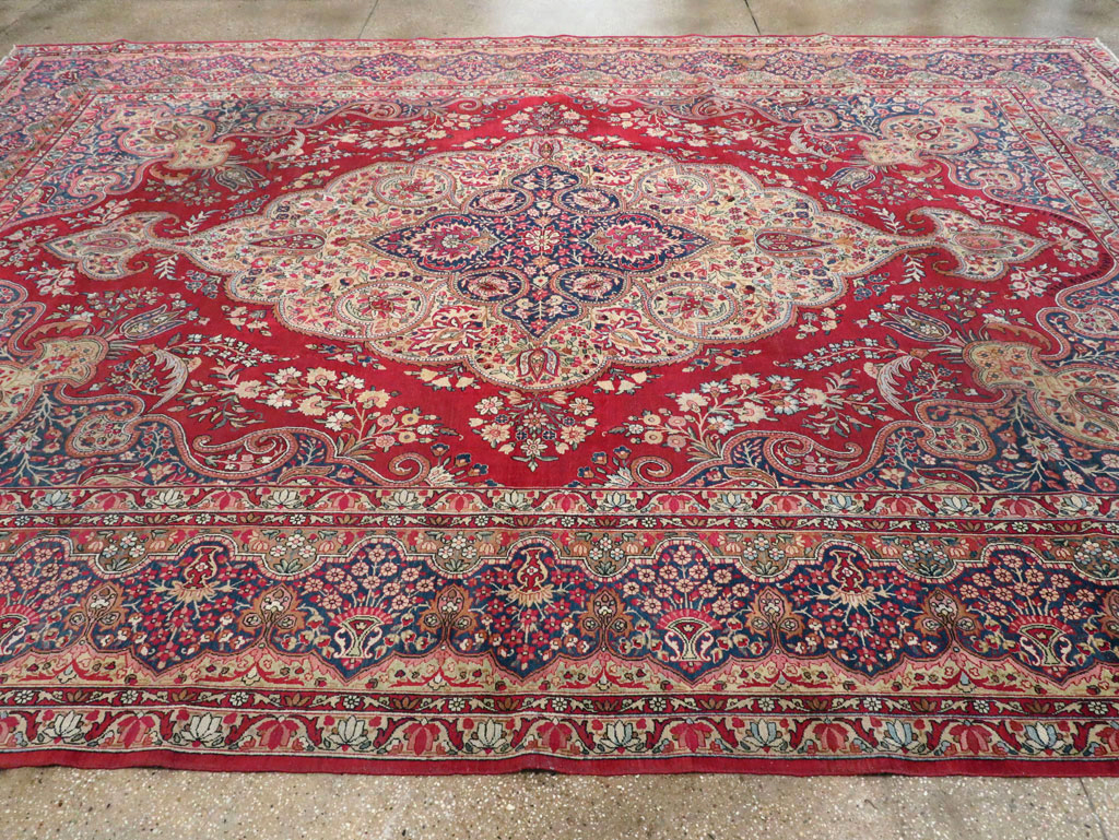 Vintage Persian Lavar Kerman Room Size Carpet, No.8944 - Gsblank