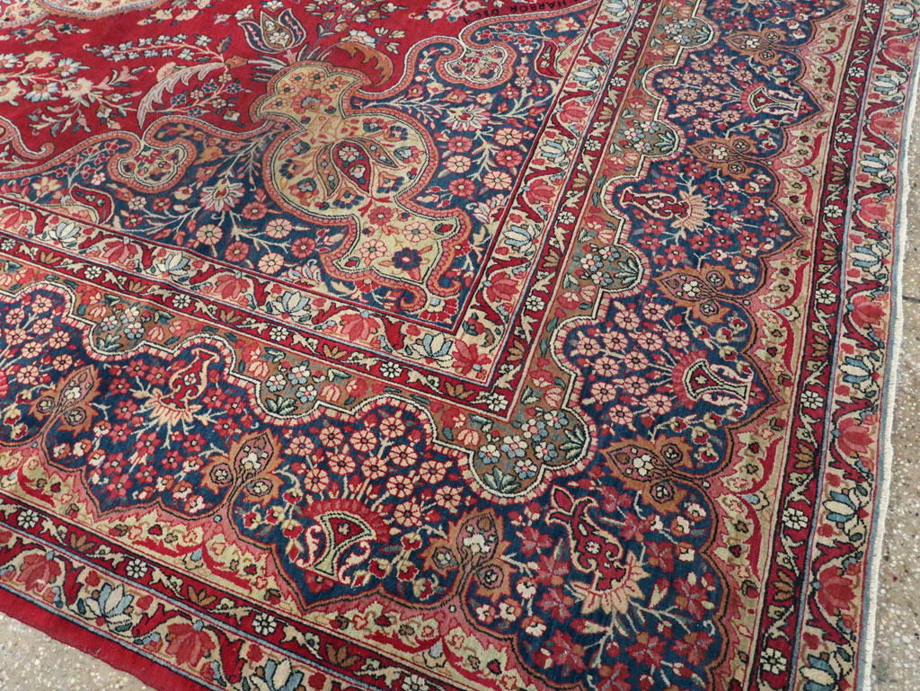 Vintage Persian Lavar Kerman Room Size Carpet, No.8944 - Gsblank