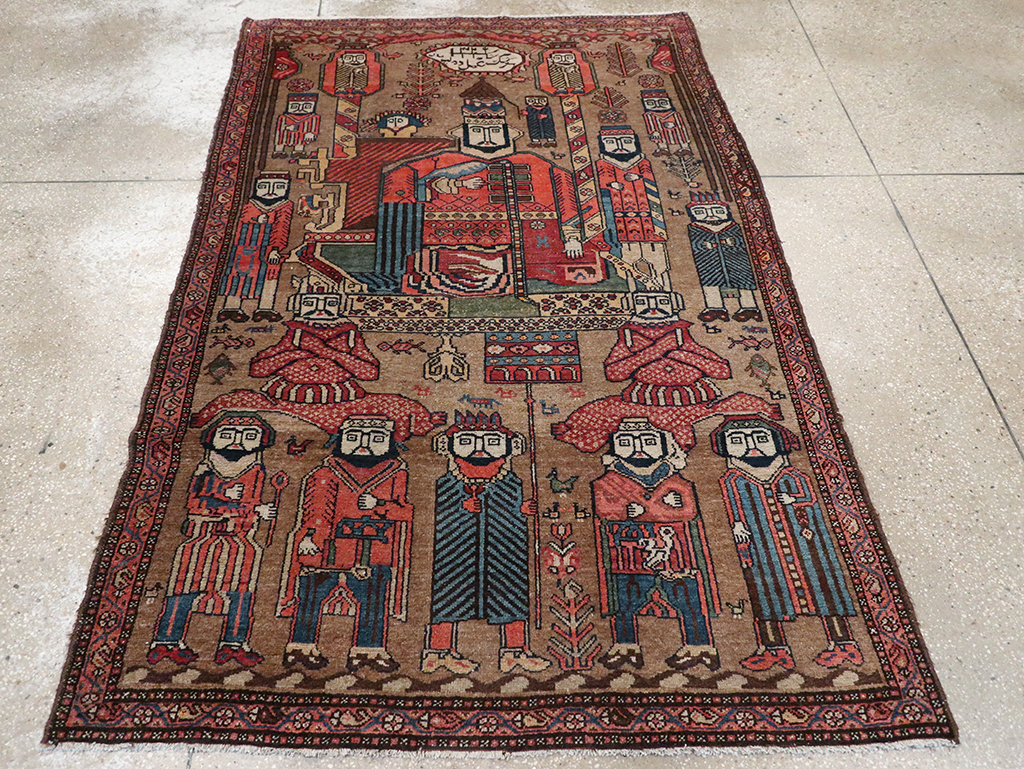 Antique Persian Malayer Pictorial Rug, No.8963 - Gsblank