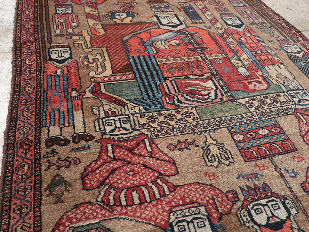 Antique Persian Malayer Pictorial Rug, No.8963 - Gsblank