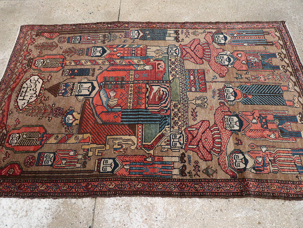Antique Persian Malayer Pictorial Rug, No.8963 - Gsblank