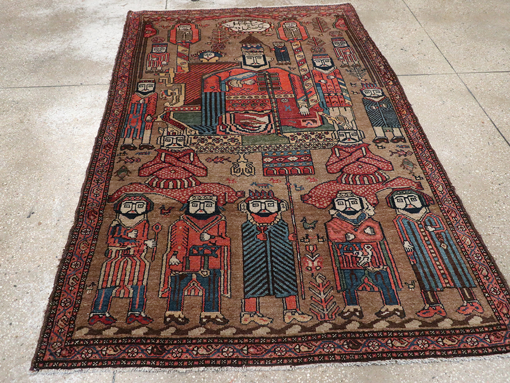 Antique Persian Malayer Pictorial Rug, No.8963 - Gsblank