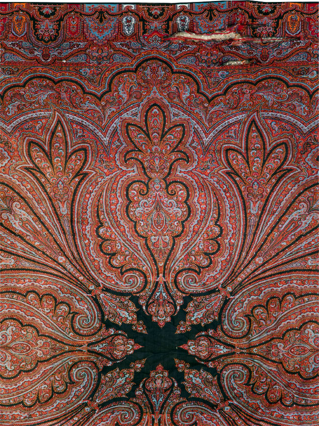 Vintage Jacquard Indian Textile Shawl, No.9021 - Gsblank