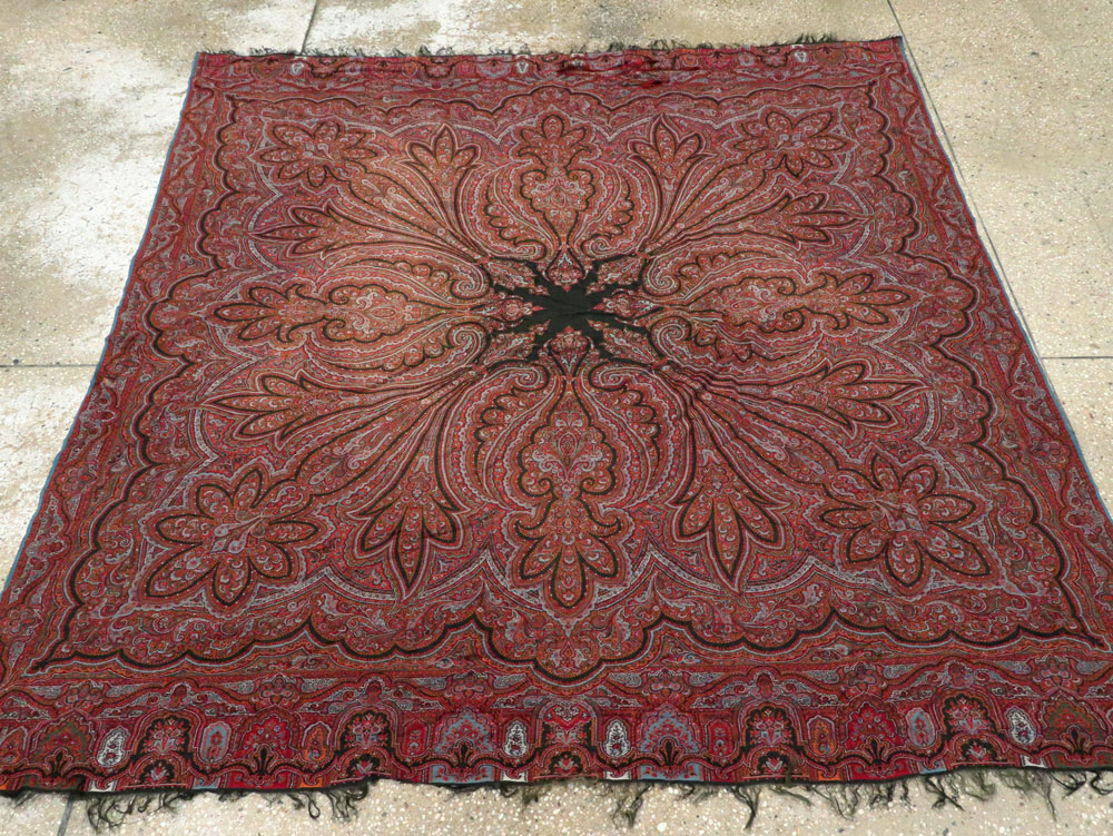Vintage Jacquard Indian Textile Shawl, No.9021 - Gsblank