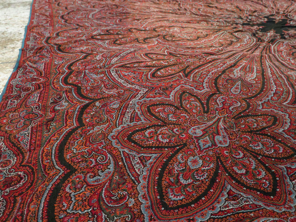 Vintage Jacquard Indian Textile Shawl, No.9021 - Gsblank