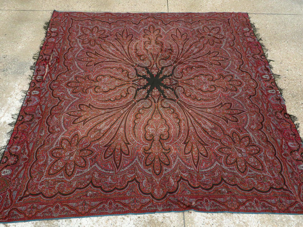 Vintage Jacquard Indian Textile Shawl, No.9021 - Gsblank