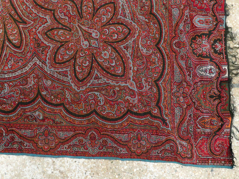 Vintage Jacquard Indian Textile Shawl, No.9021 - Gsblank