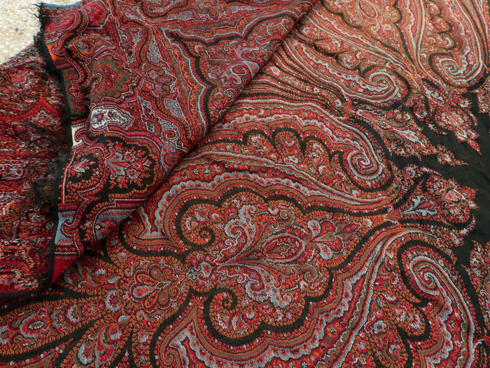Vintage Jacquard Indian Textile Shawl, No.9021 - Gsblank