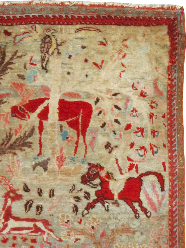 Vintage Persian Tabriz Pictorial Rug, No.9057 - Gsblank