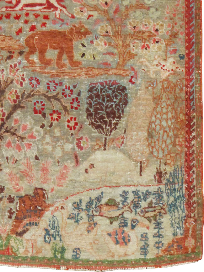 Vintage Persian Tabriz Pictorial Rug, No.9057 - Gsblank