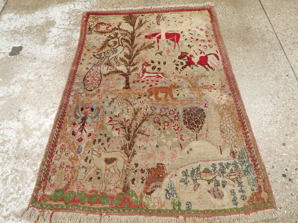 Vintage Persian Tabriz Pictorial Rug, No.9057 - Gsblank