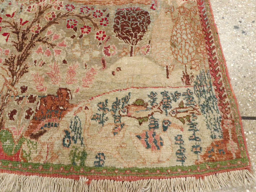 Vintage Persian Tabriz Pictorial Rug, No.9057 - Gsblank