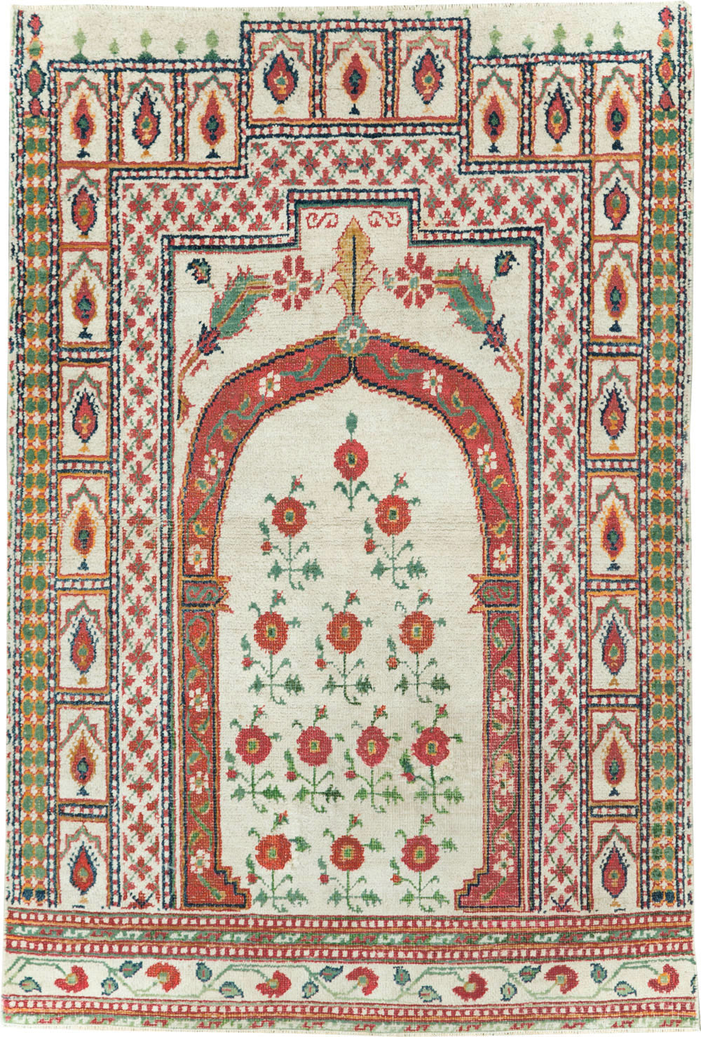 Vintage Indian Cotton Agra Carpet, No.9058 - Gsblank