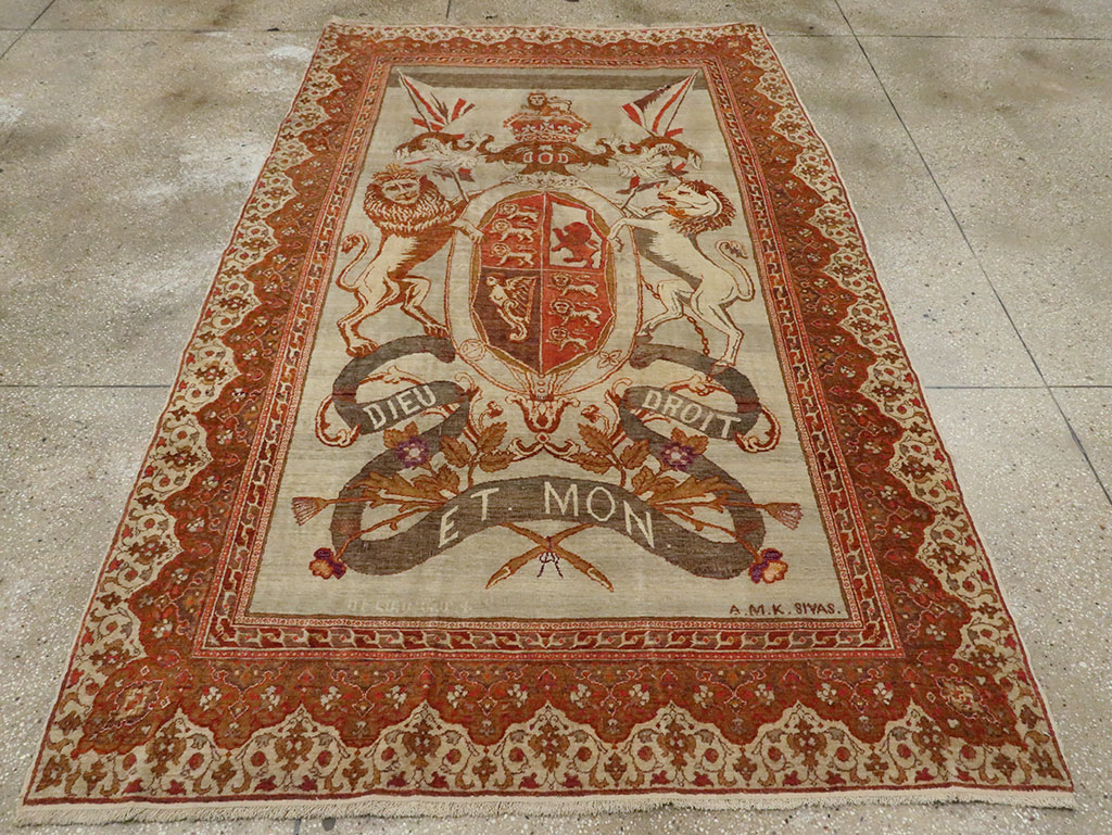 Vintage Turkish Sivas Pictorial Carpet, No.9059 - Gsblank