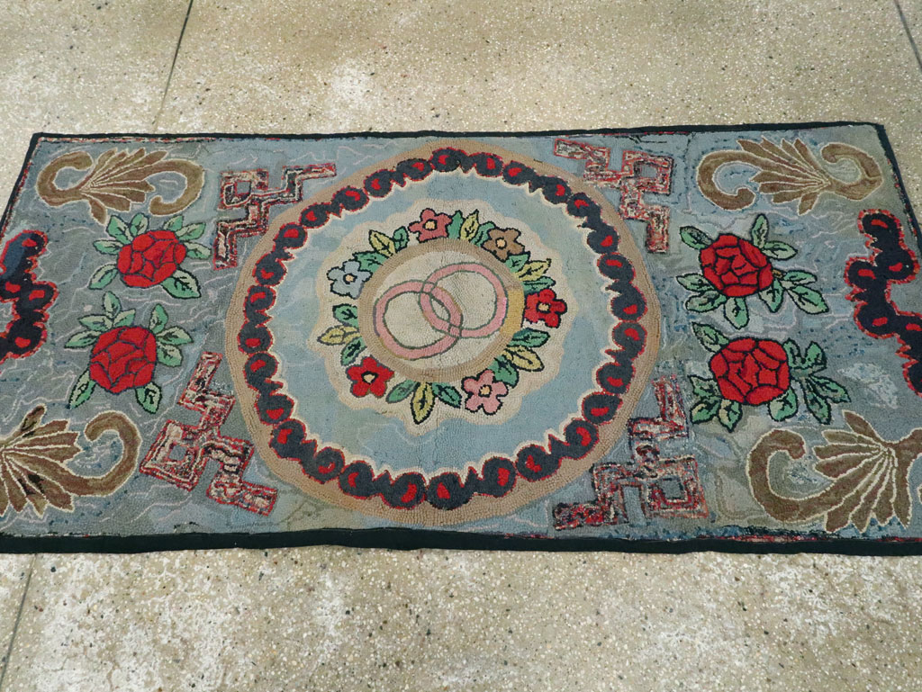 Antique American Hook Rug, No.9065 - Gsblank