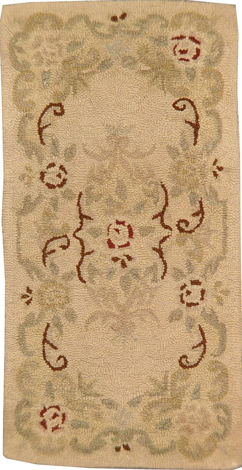 Vintage American Hooked Throw Rug, No.9066 - Gsblank
