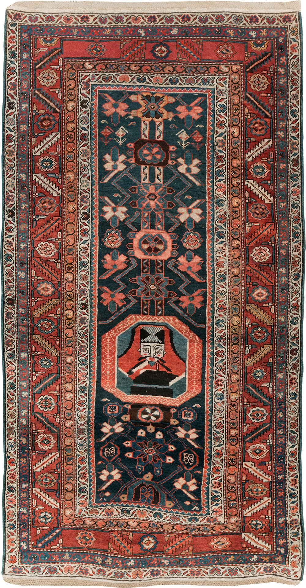 Antique Persian Bakshaish Pictorial Rug, No.9079 - Gsblank