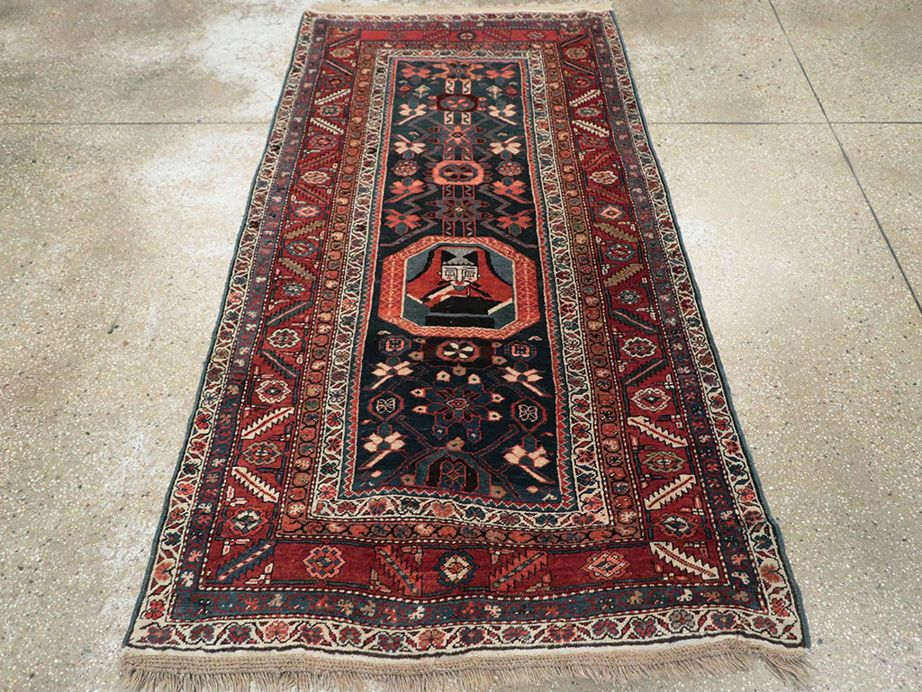 Antique Persian Bakshaish Pictorial Rug, No.9079 - Gsblank