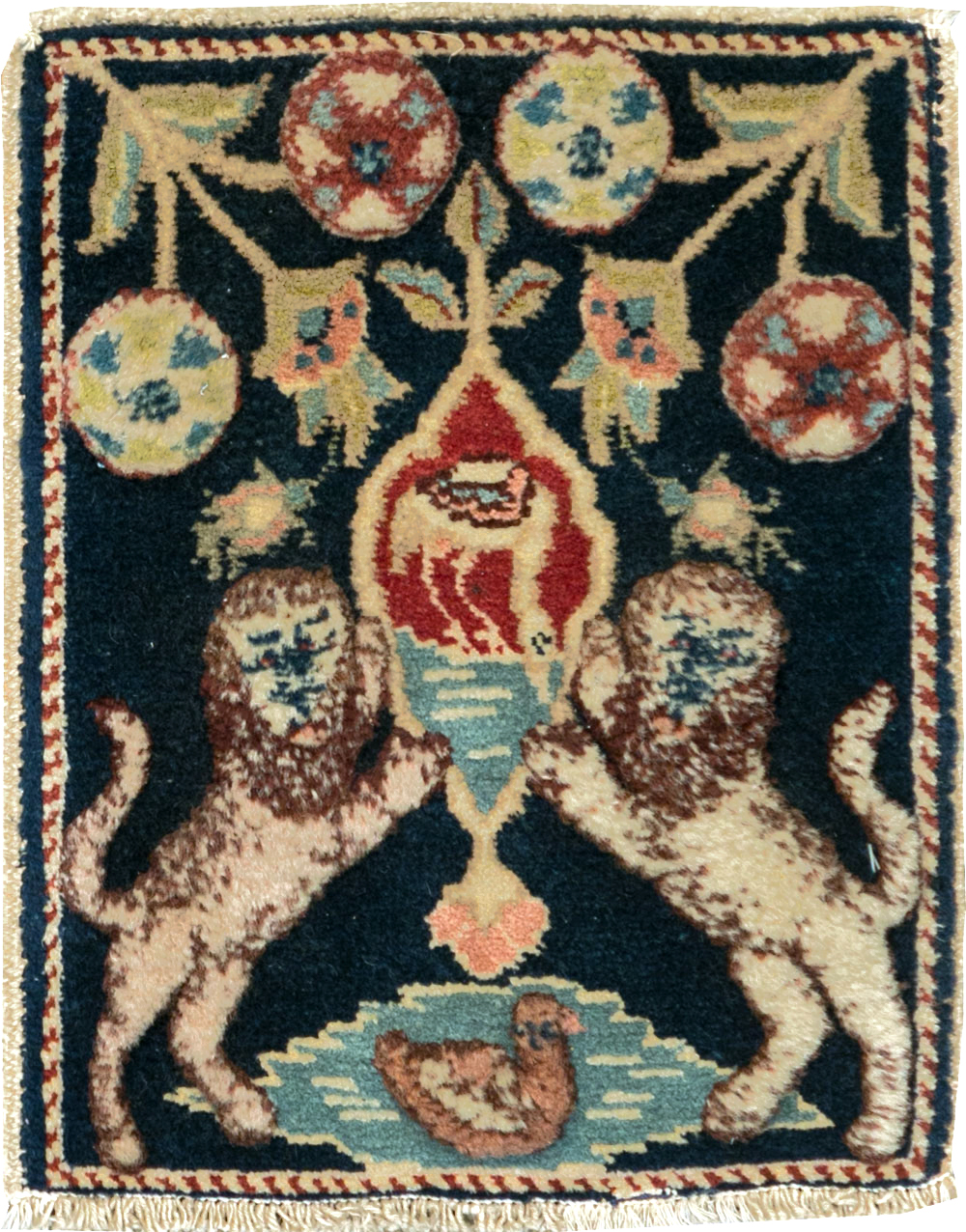 Vintage Persian Souf Tabriz Pictorial Rug (Pair: 2 of 2), No.9081 - Gsblank