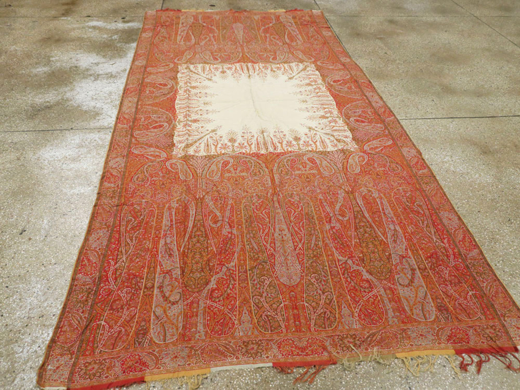 Vintage Jacquard Indian Textile Shawl	, No.9085 - Gsblank