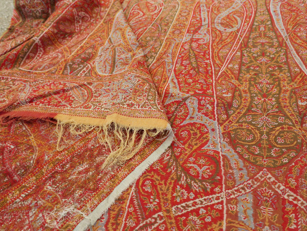 Vintage Jacquard Indian Textile Shawl	, No.9085 - Gsblank