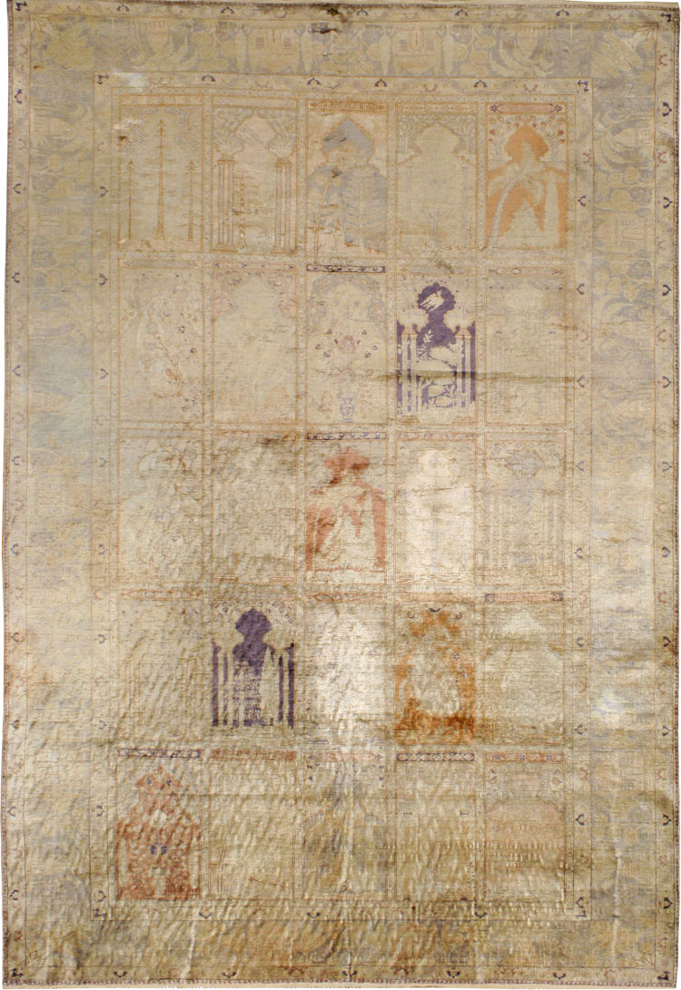 Vintage Turkish Kayseri Silk Rug, No.9095 - Gsblank