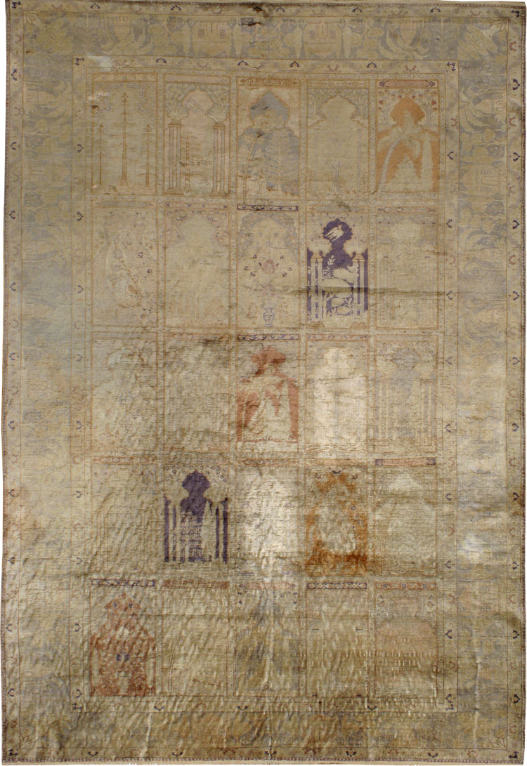 Vintage Turkish Kayseri Silk Rug, No.9095 - Gsblank