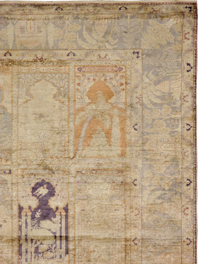 Vintage Turkish Kayseri Silk Rug, No.9095 - Gsblank