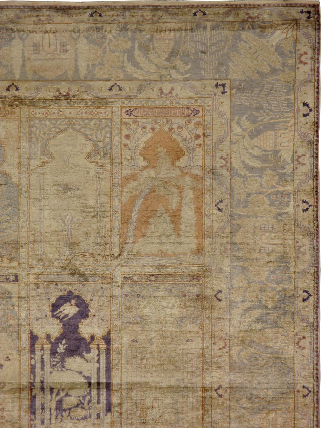 Vintage Turkish Kayseri Silk Rug, No.9095 - Gsblank