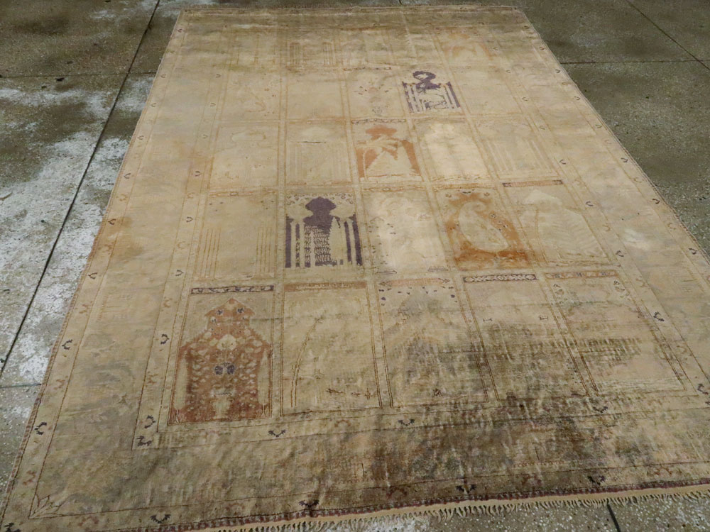 Vintage Turkish Kayseri Silk Rug, No.9095 - Gsblank