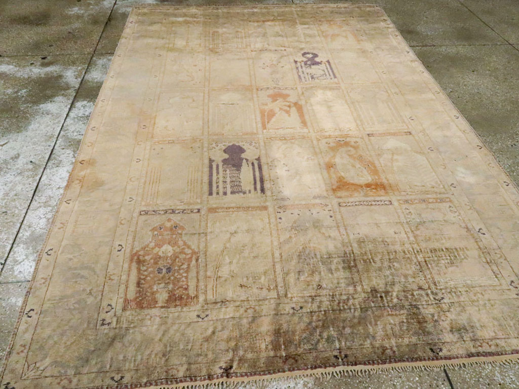 Vintage Turkish Kayseri Silk Rug, No.9095 - Gsblank