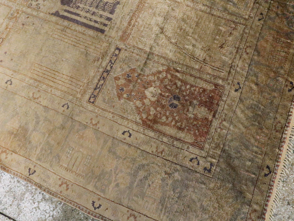 Vintage Turkish Kayseri Silk Rug, No.9095 - Gsblank