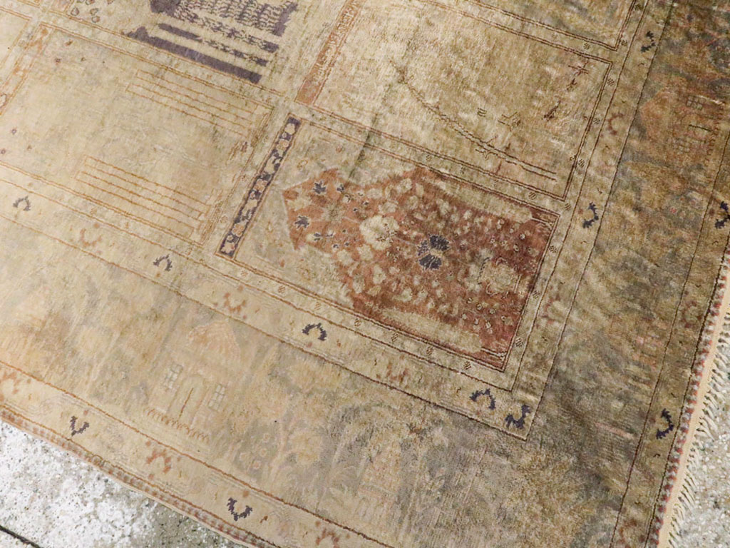 Vintage Turkish Kayseri Silk Rug, No.9095 - Gsblank
