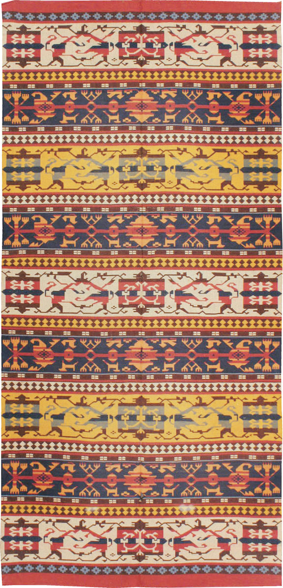 Vintage European Kilim Gallery Carpet, No.9108 - Gsblank