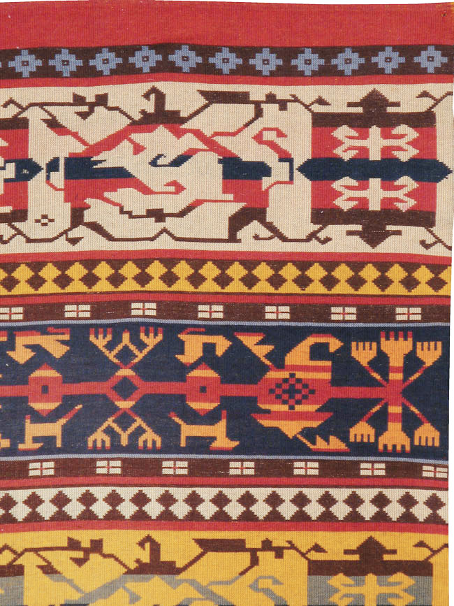 Vintage European Kilim Gallery Carpet, No.9108 - Gsblank