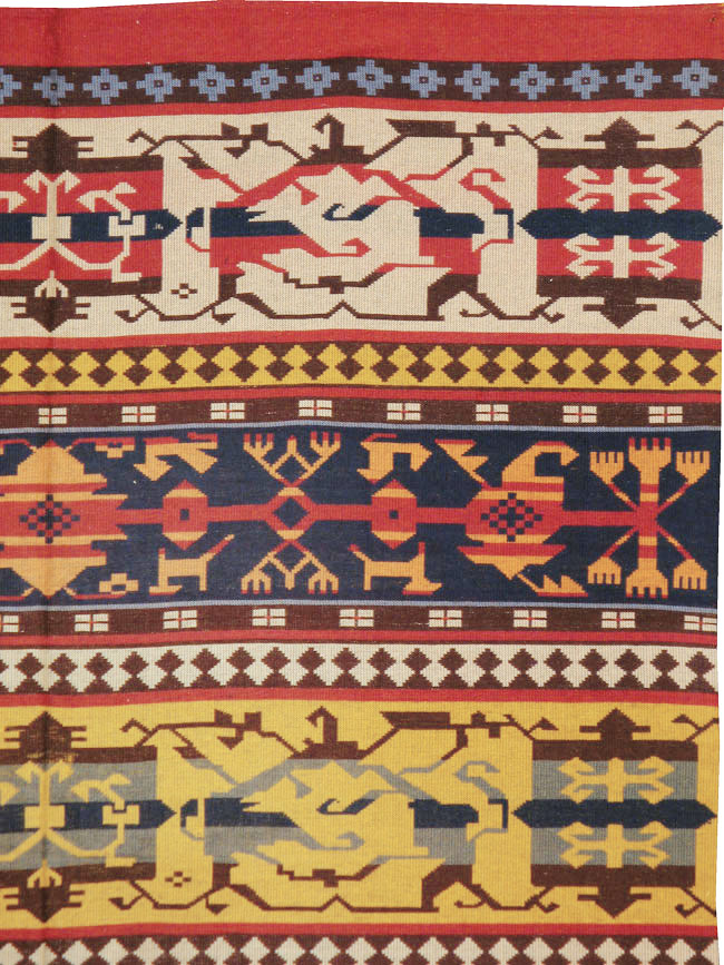 Vintage European Kilim Gallery Carpet, No.9108 - Gsblank