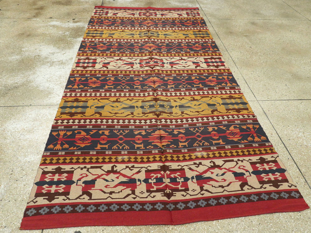Vintage European Kilim Gallery Carpet, No.9108 - Gsblank