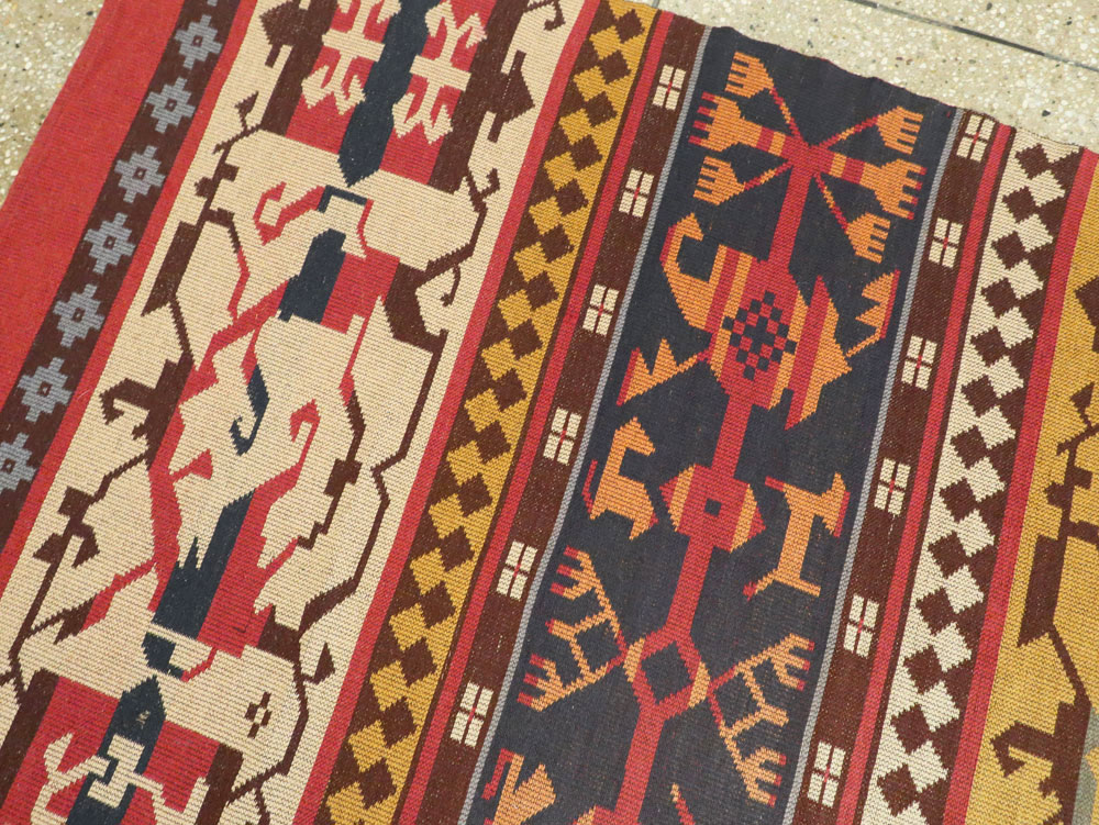 Vintage European Kilim Gallery Carpet, No.9108 - Gsblank