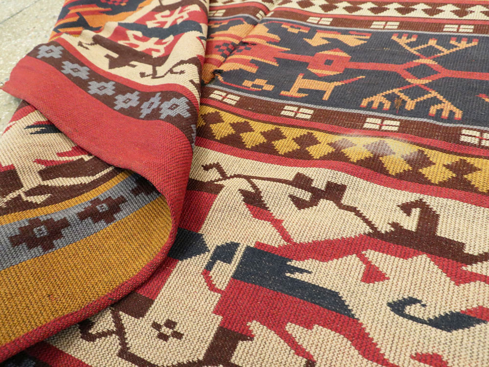 Vintage European Kilim Gallery Carpet, No.9108 - Gsblank