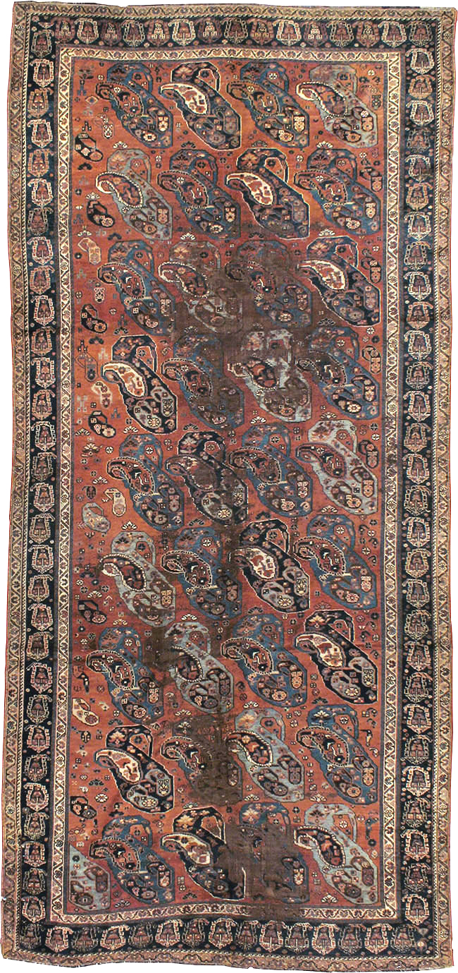 Antique Persian Khamseh Gallery Carpet, No.9149 - Gsblank