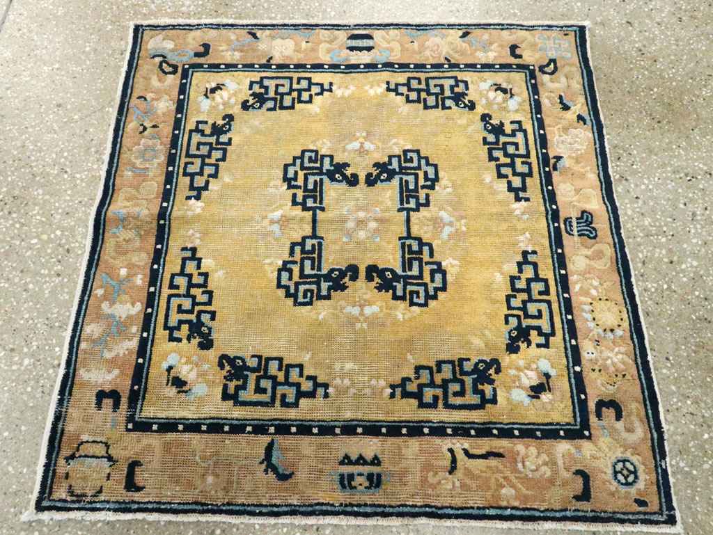 Antique Chinese Ningxia Square Rug, No.9195 - Gsblank