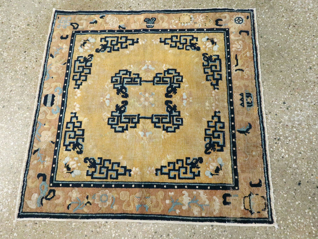 Antique Chinese Ningxia Square Rug, No.9195 - Gsblank