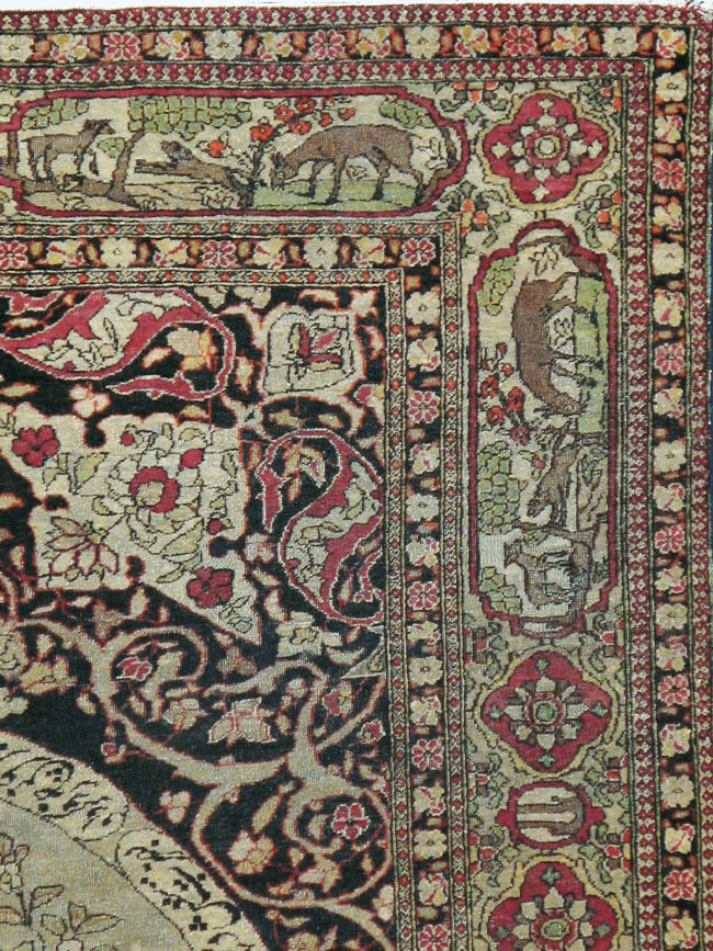 Antique Persian Isfahan Pictorial Carpet, No.9223 - Gsblank