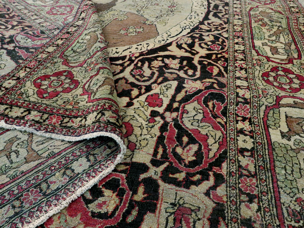 Antique Persian Isfahan Pictorial Carpet, No.9223 - Gsblank